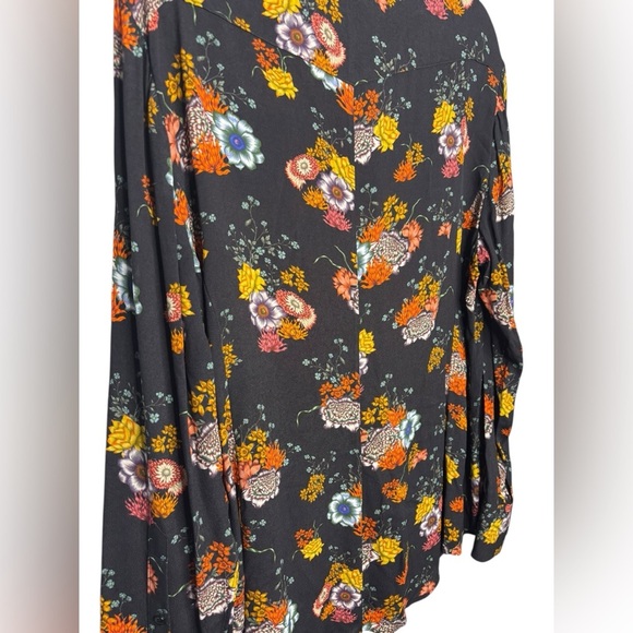 rag & bone Farren Floral Long Sleeve Button-Up Top in Black Floral Size XL - Picture 10 of 13